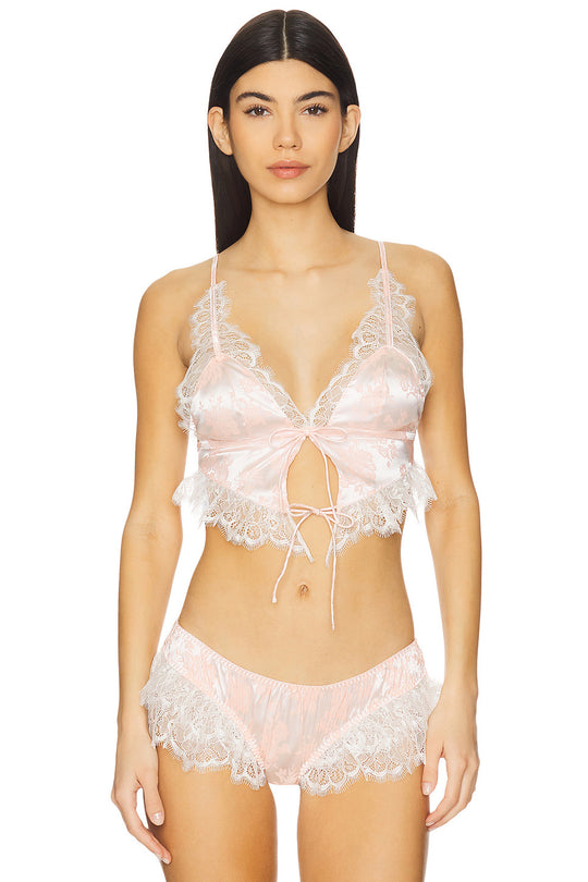 Damen Spitzen-Babydoll-Set mit Rüschendetails und schimmerndem Satin R&B