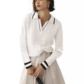 Damen Poloshirt mit Strickmuster und kontrastierenden Akzenten R&B