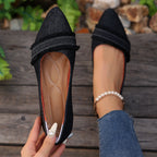 Damen elegante Ballerinas aus Denim mit Fransendetail R&B