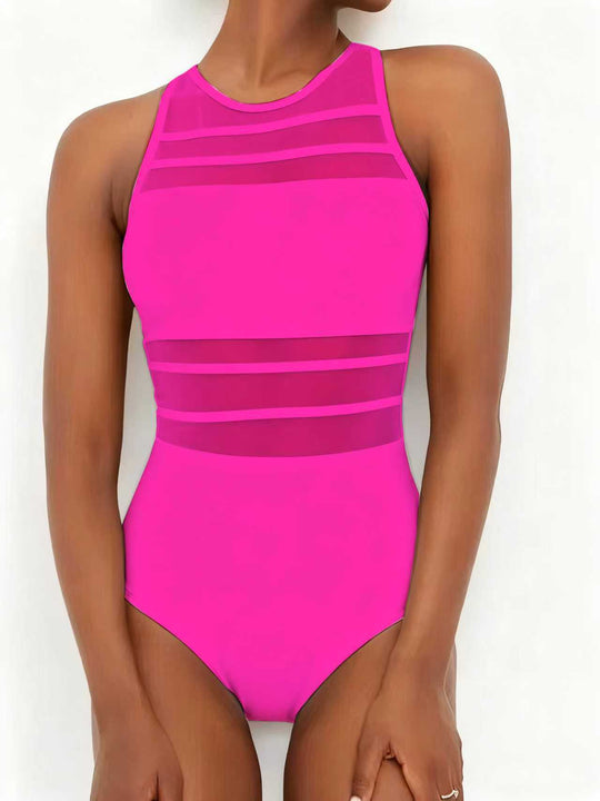 Damen Sportlicher Einteiler mit transparenten Einsätzen R&B
