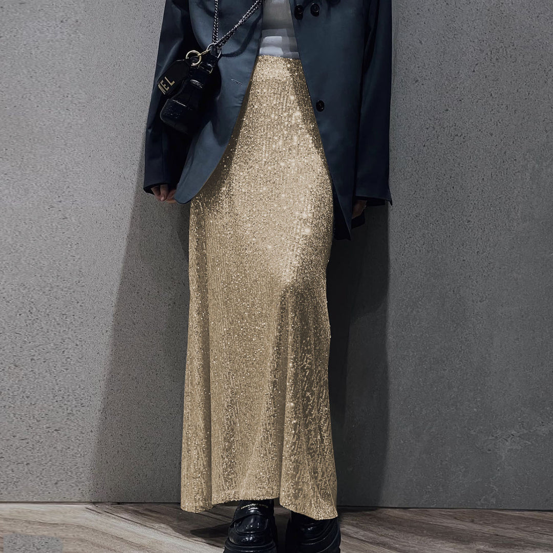 Damen Glitzernder Maxi-Rock mit schmalem Schnitt und hohem Bund R&B