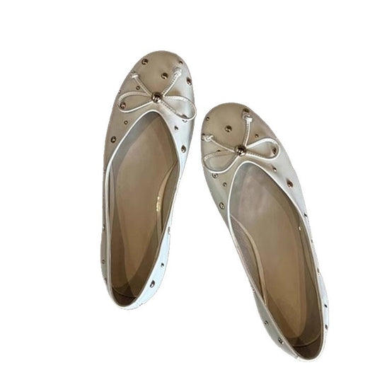 Damen Ballerinas mit modischem Schleifendesign und dekorativem Perlenbesatz R&B