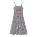 Damen luftiges Maxikleid mit Streifenmuster und floralen Stickereien