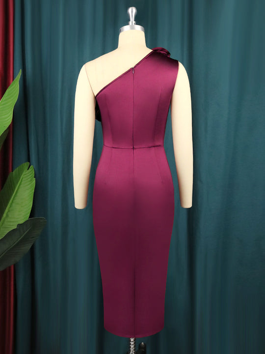 Damen schulterfreies Abendkleid mit voluminösen Rüschen R&B