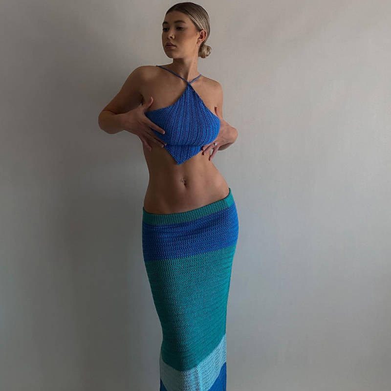 Damen Longtop und Maxirock Set R&B