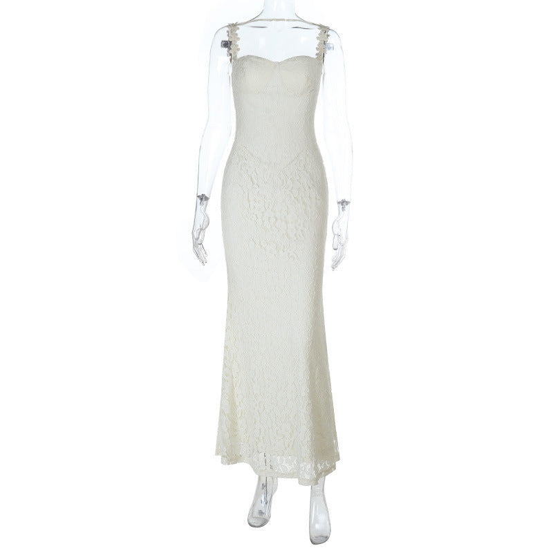 Damen Elegantes Spitzen-Spaghettiträgerkleid mit femininer Silhouette R&B