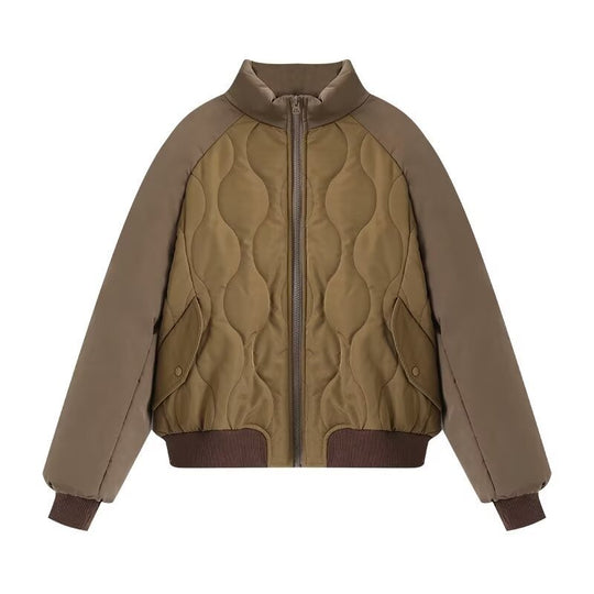 Damen Steppjacke im sportlichen Design mit hohem Kragen und elastischen Bündchen R&B