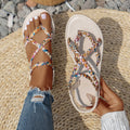 Damen flache, geflochtene Sandalen mit modischem Design R&B