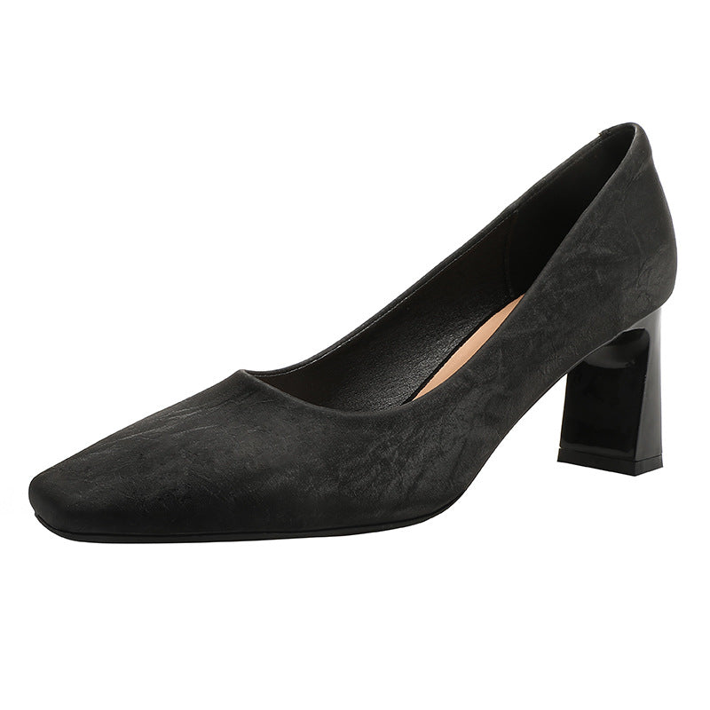 Damen Blockabsatz-Pumps mit quadratischer Zehenform und luxuriöser Oberfläche R&B