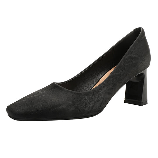 Damen Blockabsatz-Pumps mit quadratischer Zehenform und luxuriöser Oberfläche R&B