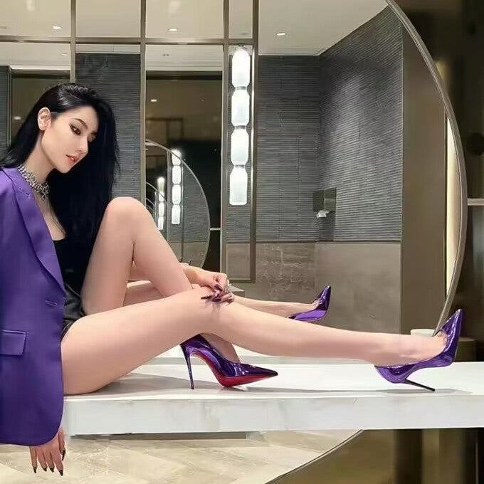 Damen High-Heels mit glänzender Lackoberfläche und spitzem Zehenbereich R&B