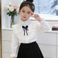 Mädchen elegante Rüschenbluse mit dekorativem Schleifenverschluss R&B