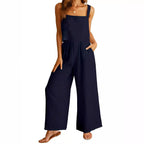Damen Luftiger Jumpsuit mit weitem Bein und verstellbarem Taillenbund R&B