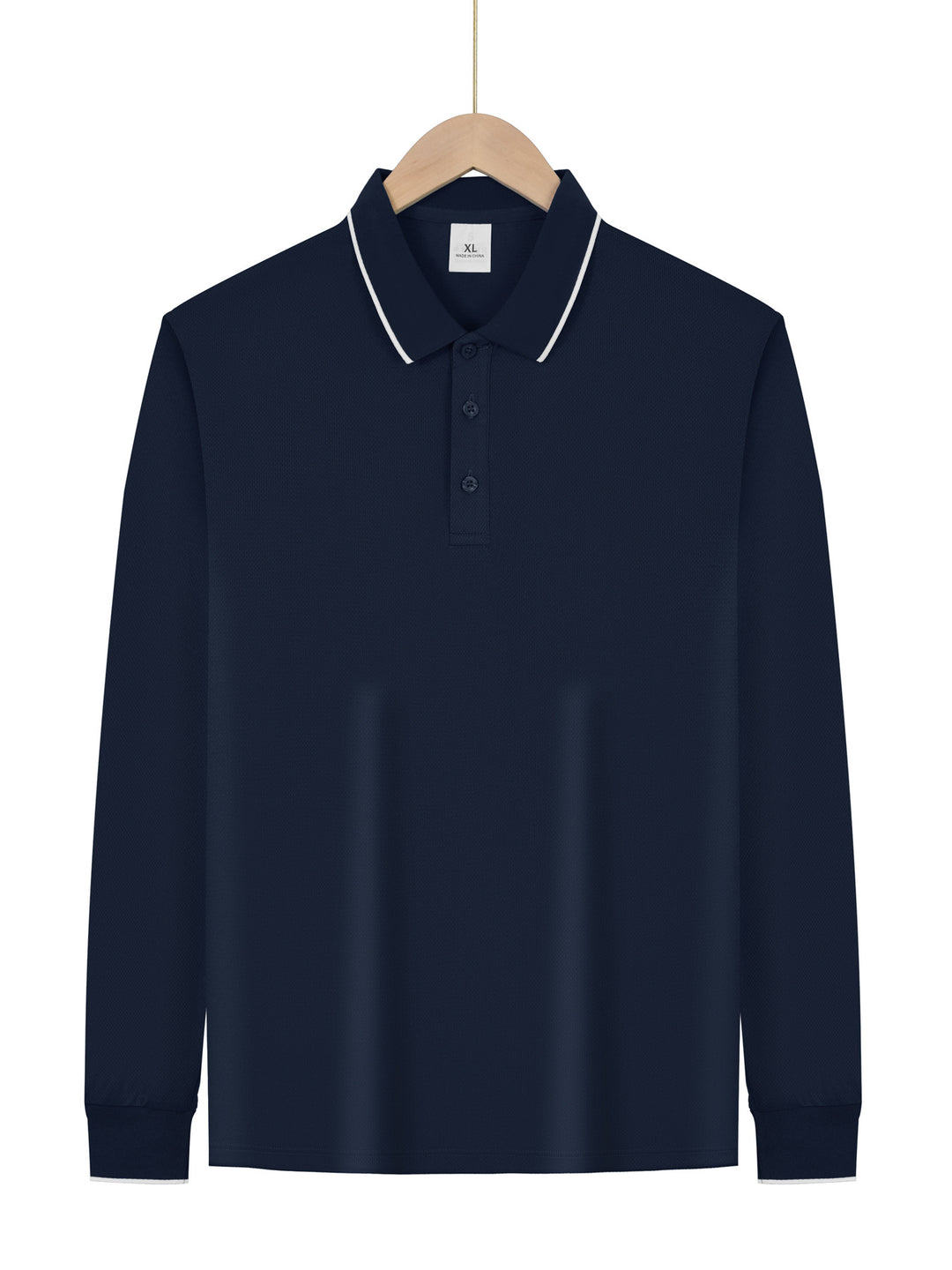 Herren nan langärmeliges Piqué-Poloshirt mit Kontrastpaspel am Kragen und Bündchen R&B
