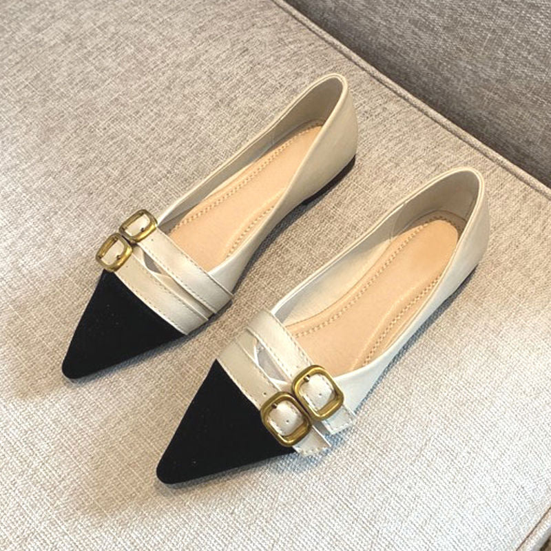 Damen elegante spitze Ballerinas mit doppelter Schnallenverzierung R&B