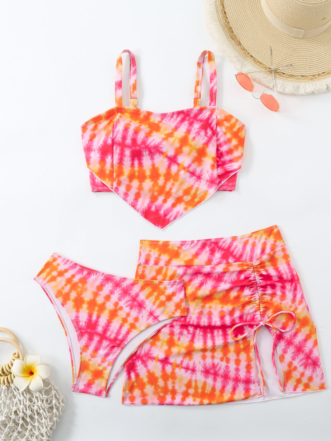 Damen Triangel-Bikini-Set mit asymmetrischem Rock und klassischem Schnitt R&B