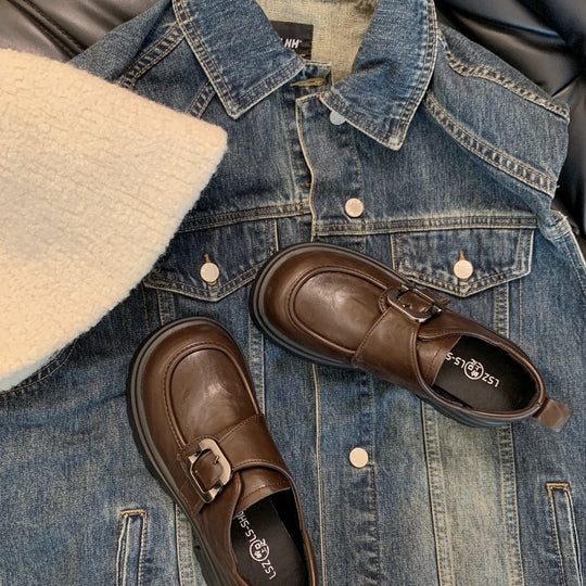 Damen modische Plateau Loafers mit dekorativem Schnallen-Detail R&B