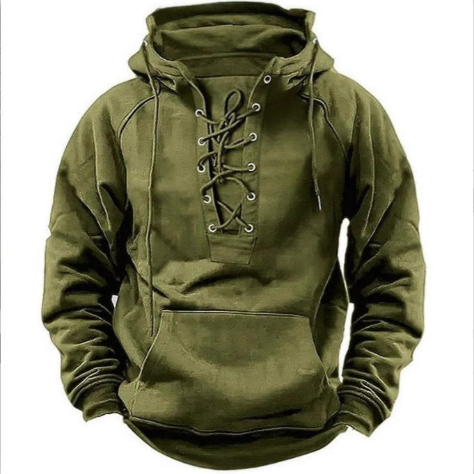 Herren Kapuzensweatshirt mit modischer Schnürung und weichem Innenfutter R&B