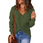 Damen Wickelpullover im modernen Rippstrickdesign R&B