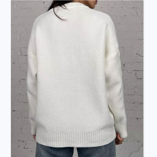 Damen Oversized Strickpullover mit Zopfmuster R&B