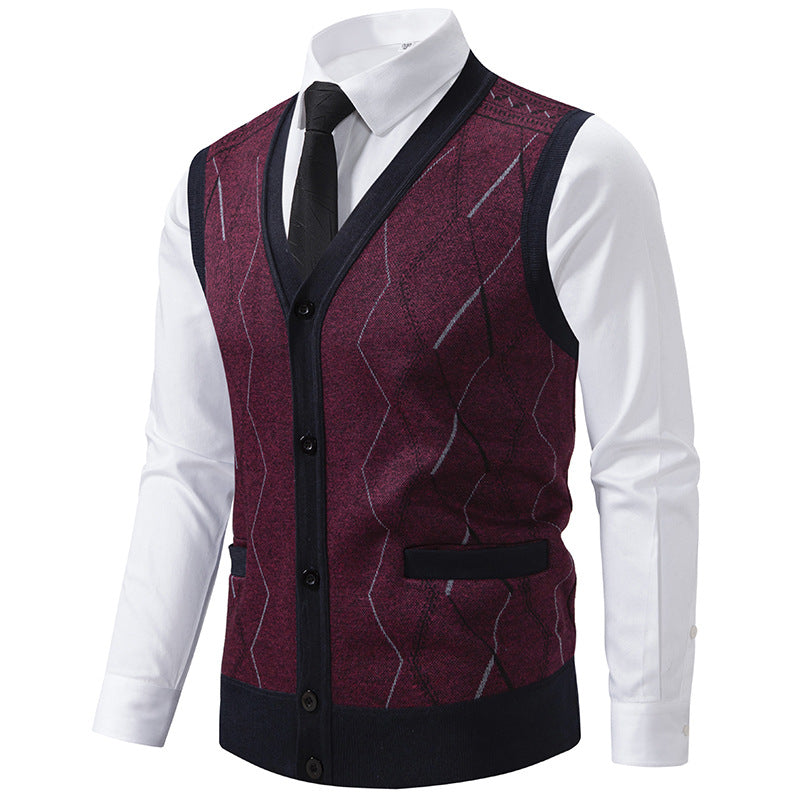 Herren modische Strickweste mit raffinierten Mustern und praktischen Taschen R&B