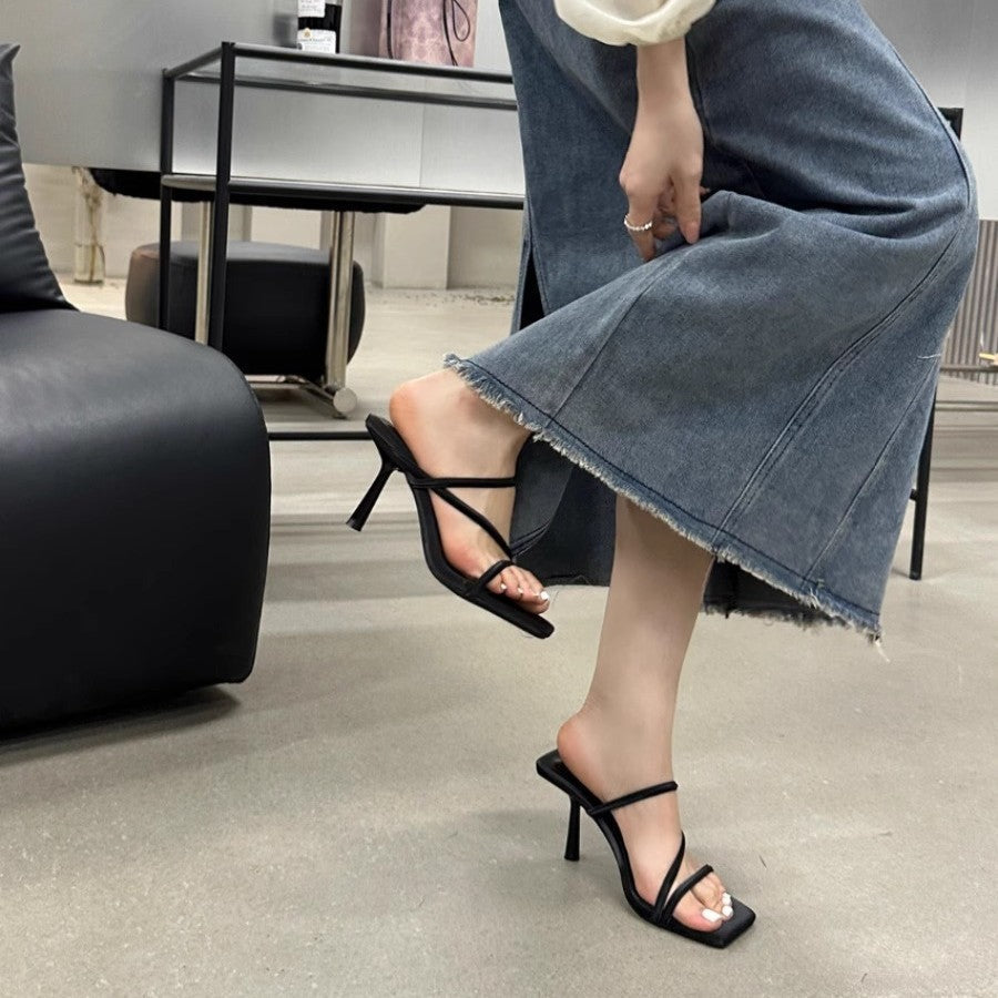 Damen elegante Stiletto-Sandalen mit verzierten Riemen R&B