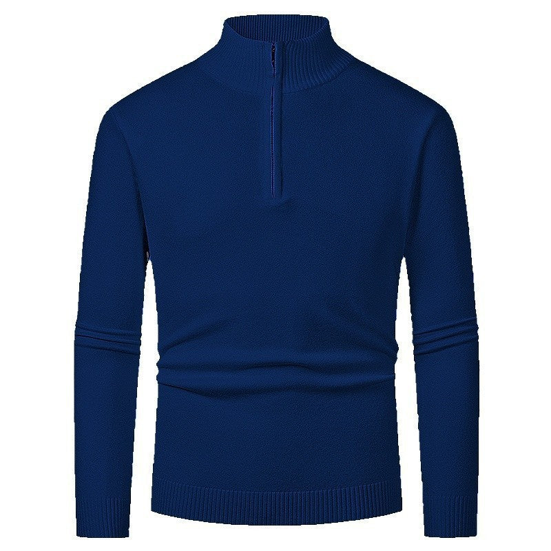Herren Strickpullover mit hohem Kragen und halbem Reißverschluss R&B
