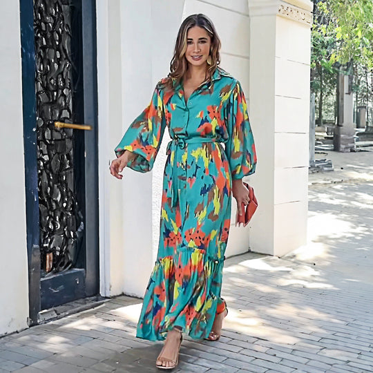 Damen Maxikleid mit floralen Effekten und eleganter Passform R&B