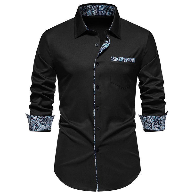Herren Langarmhemd mit modischem Paisleymuster und hochwertigem Baumwollmix