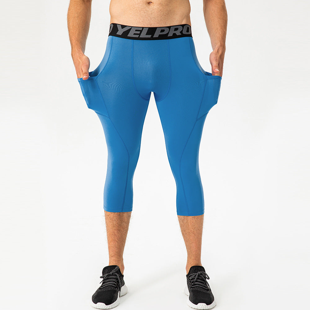 Herren Sportliche Kompressions-Leggings mit praktischen Taschen und atmungsaktiver Technologie R&B