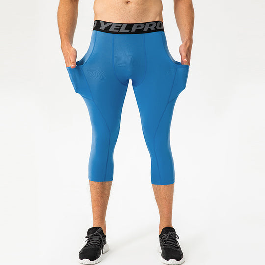 Herren Sportliche Kompressions-Leggings mit praktischen Taschen und atmungsaktiver Technologie R&B