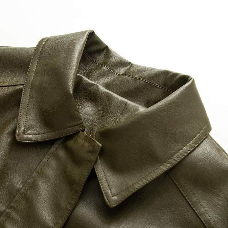 Damen Kunstlederjacke mit elastischem Bund und lässigem Schnitt R&B