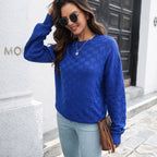 Damen Strickpullover mit Strukturiertem Karo-Design R&B