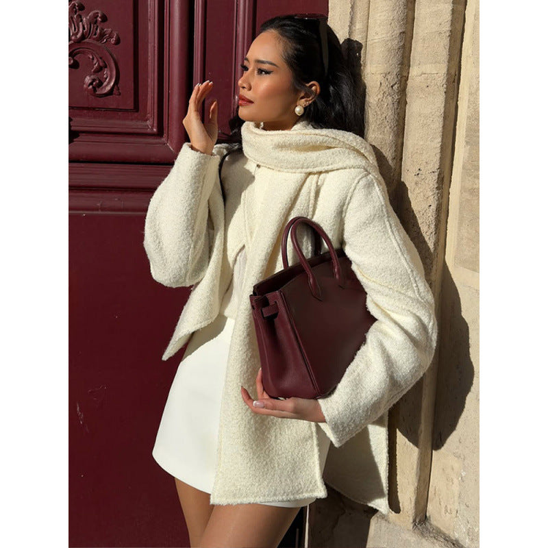 Damen lässige Strickjacke mit modernem Schnitt und voluminösen Ärmeln R&B