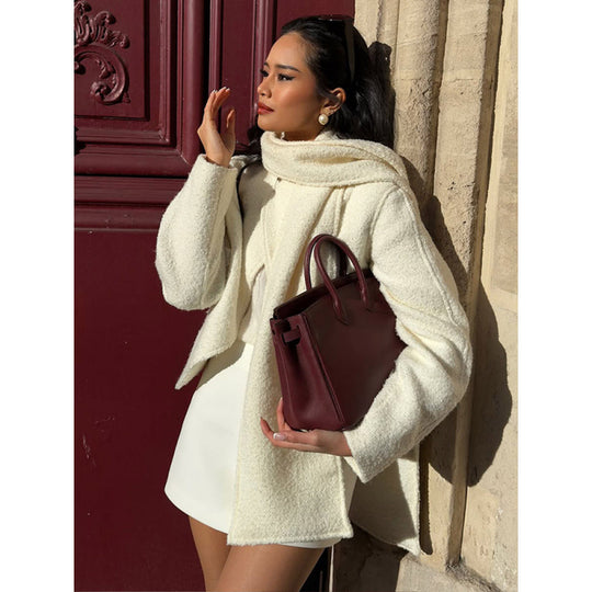 Damen lässige Strickjacke mit modernem Schnitt und voluminösen Ärmeln R&B