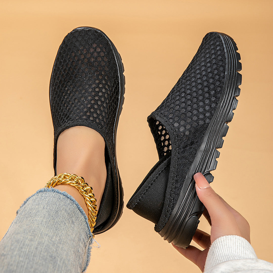 Damen nan luftige Schlupfsneaker mit Honigwaben-Strickoberteil und gedämpfter Komfortsohle R&B
