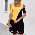 Damen modisches Freizeitkleid mit Cut-Out Ärmeln und asymmetrischem Design R&B