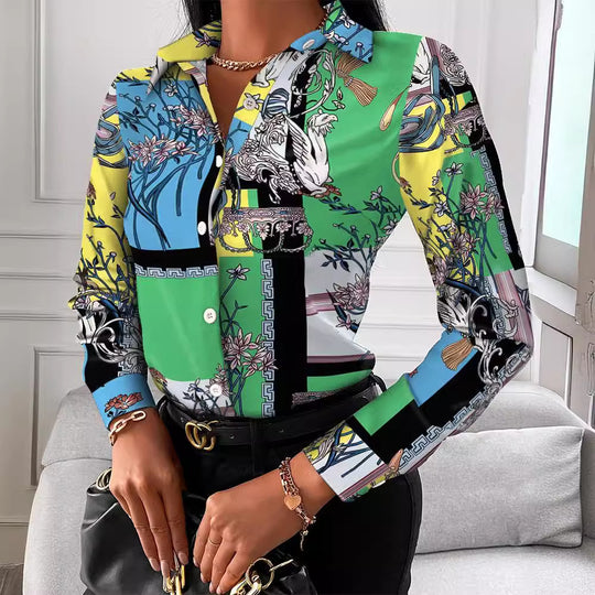 Damen Bluse mit elegantem Kettenmuster R&B