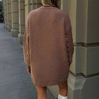 Damen Strickkleid mit Kabelmuster und lockerer Passform R&B