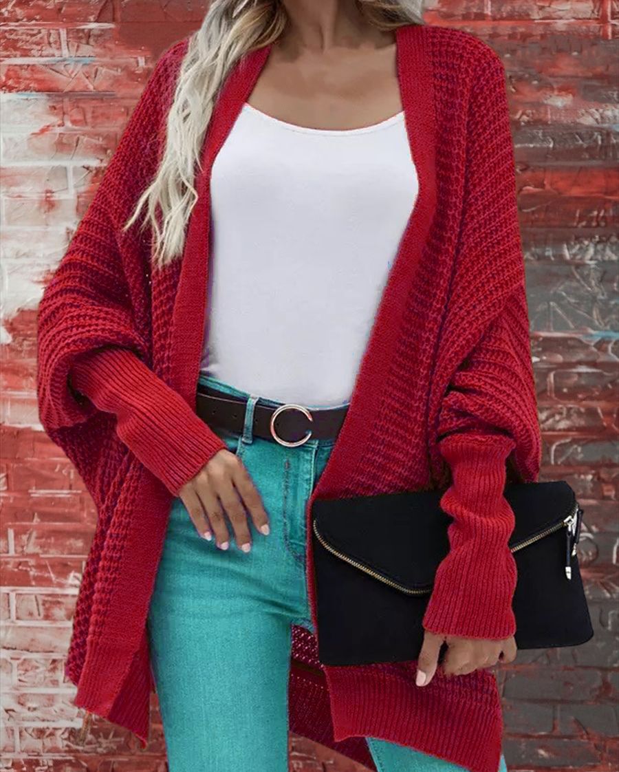 Damen Strickmantel mit offener Front und luftiger Passform