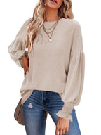 Damen Modischer Pullover mit Puffärmeln R&B