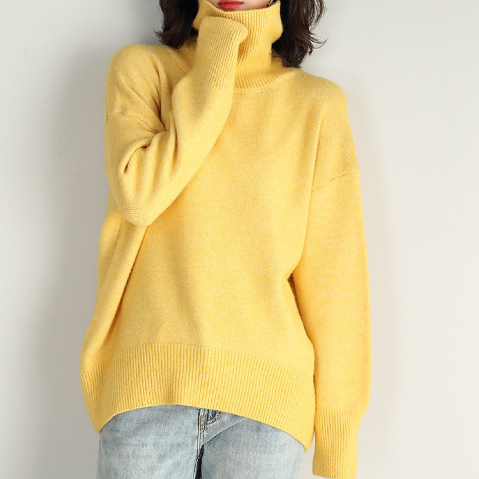 damen oversized rollkragenpullover basic gestrickter pullover