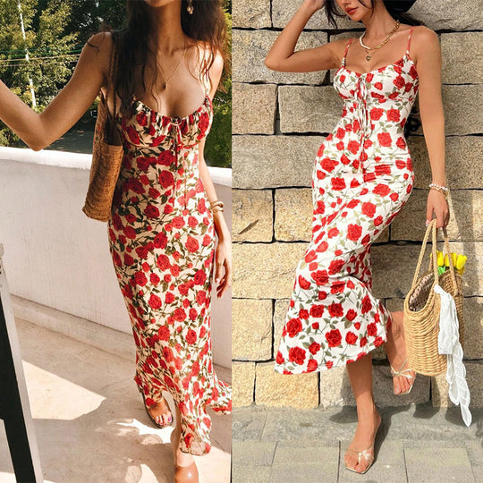 Damen Midi-Kleid mit floralen Details und zauberhaftem Schnitt R&B