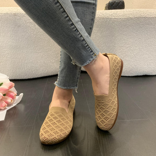 Damen luftige Mokassins mit filigranem Lochmuster R&B