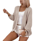 Damen leichte Strickjacke mit oversized Silhouette und tiefem V-Ausschnitt R&B