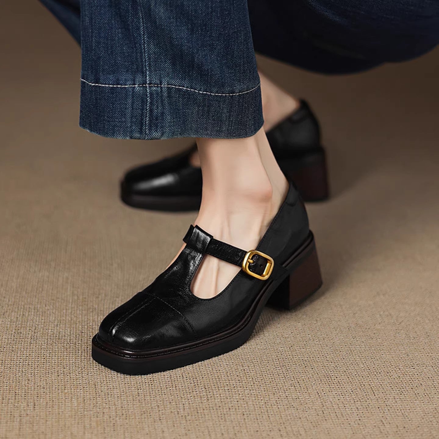 Damen Elegante Ballerinas mit modischer Schnallenverzierung R&B