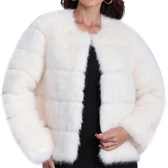 Damen Modischer Kunstfell-Jacke mit strukturiertem Design R&B
