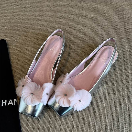 Damen Slingback Schuhe mit floralen Applikationen und komfortablem Absatz R&B