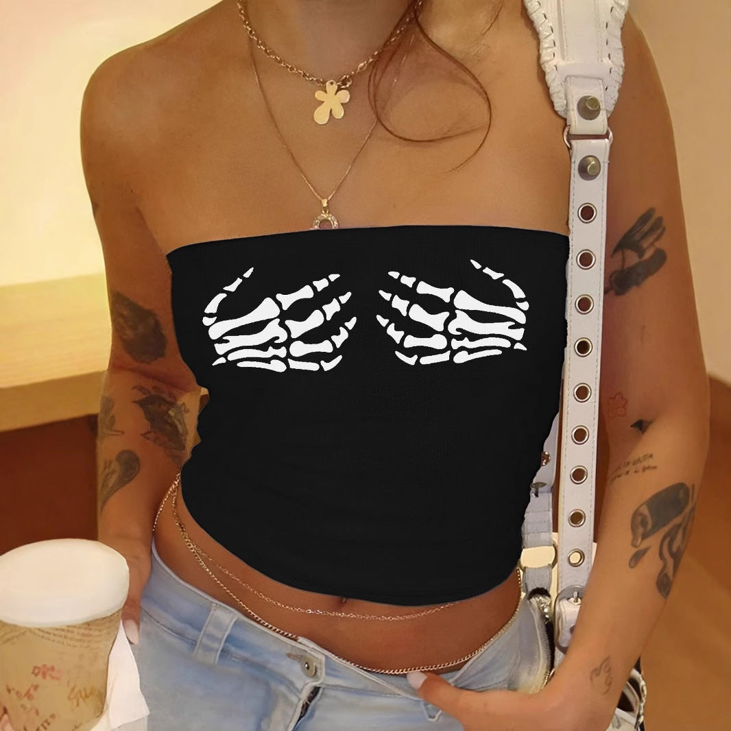 Damen Bandeau-Top mit elegantem Spitzenbandmotiv R&B