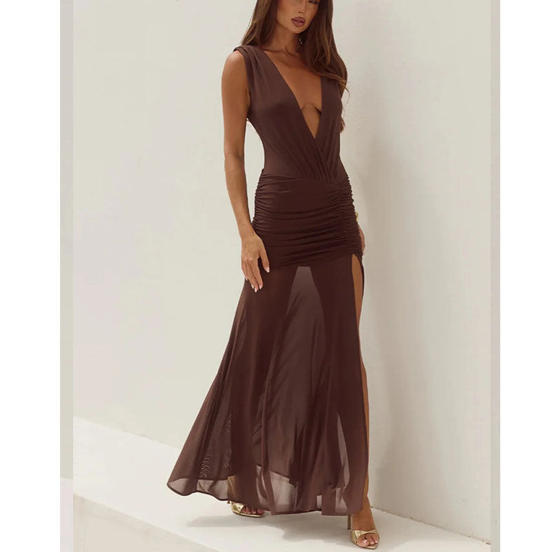 Damen Wickelkleid mit eleganten Drapierungen und V-Ausschnitt R&B